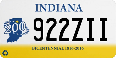 IN license plate 922ZII