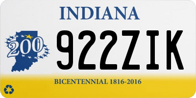 IN license plate 922ZIK
