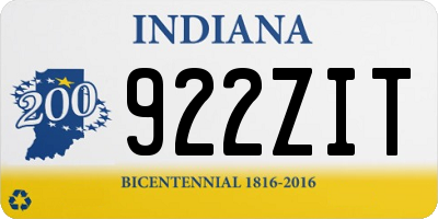 IN license plate 922ZIT