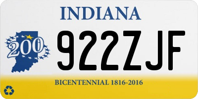 IN license plate 922ZJF