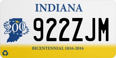 IN license plate 922ZJM