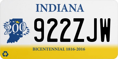IN license plate 922ZJW