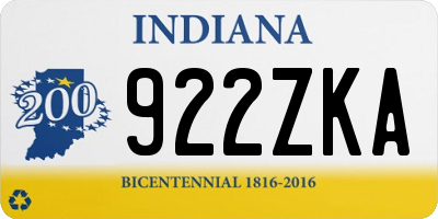 IN license plate 922ZKA