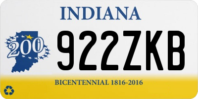 IN license plate 922ZKB