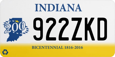 IN license plate 922ZKD