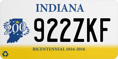 IN license plate 922ZKF