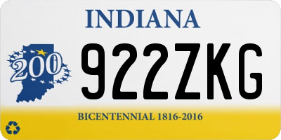 IN license plate 922ZKG