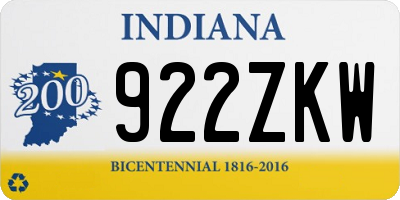 IN license plate 922ZKW