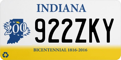 IN license plate 922ZKY