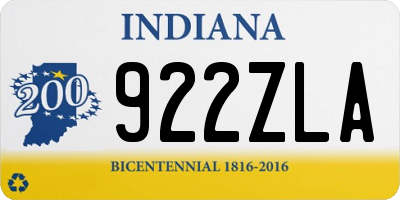 IN license plate 922ZLA