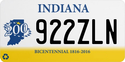 IN license plate 922ZLN