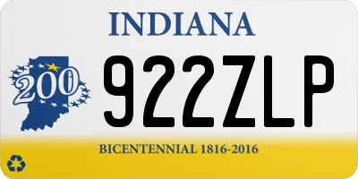IN license plate 922ZLP