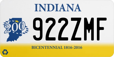 IN license plate 922ZMF