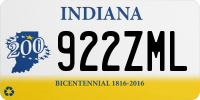 IN license plate 922ZML