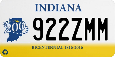 IN license plate 922ZMM