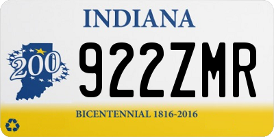 IN license plate 922ZMR