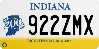 IN license plate 922ZMX