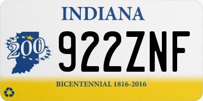 IN license plate 922ZNF