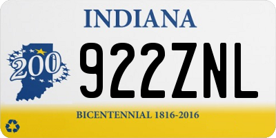 IN license plate 922ZNL
