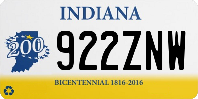 IN license plate 922ZNW