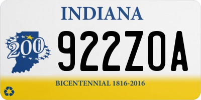 IN license plate 922ZOA