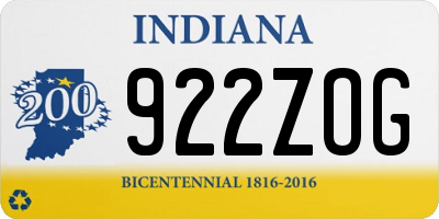 IN license plate 922ZOG