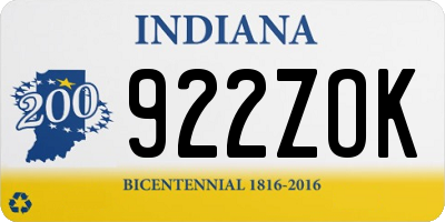 IN license plate 922ZOK