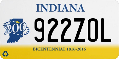 IN license plate 922ZOL