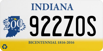 IN license plate 922ZOS