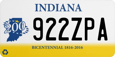 IN license plate 922ZPA