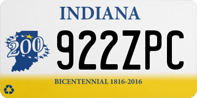IN license plate 922ZPC