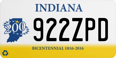 IN license plate 922ZPD