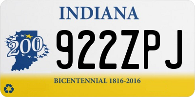 IN license plate 922ZPJ