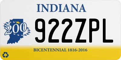 IN license plate 922ZPL