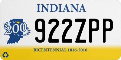 IN license plate 922ZPP