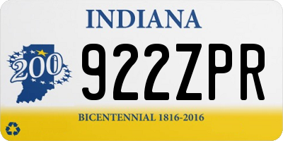 IN license plate 922ZPR