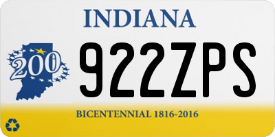 IN license plate 922ZPS