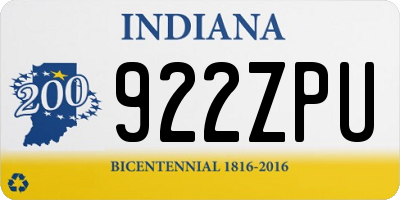 IN license plate 922ZPU