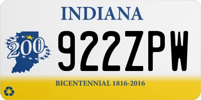 IN license plate 922ZPW