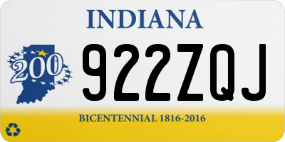 IN license plate 922ZQJ