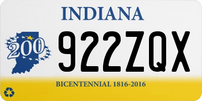 IN license plate 922ZQX