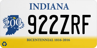 IN license plate 922ZRF