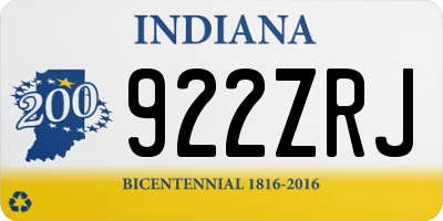 IN license plate 922ZRJ