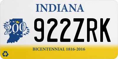 IN license plate 922ZRK