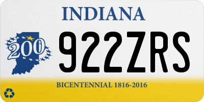 IN license plate 922ZRS