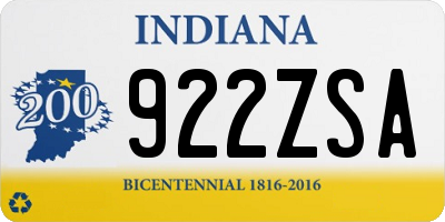 IN license plate 922ZSA