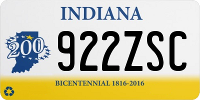 IN license plate 922ZSC