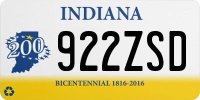 IN license plate 922ZSD