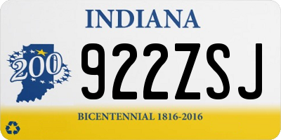 IN license plate 922ZSJ
