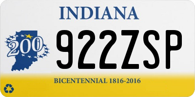 IN license plate 922ZSP